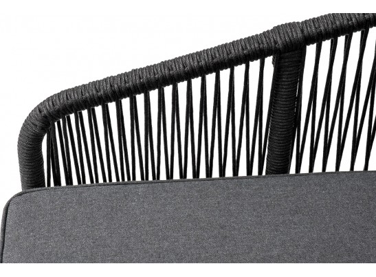 "Канны" диван модульный плетеный из роупа, каркас алюминий темно-серый (RAL7024), роуп темно-серый круглый, ткань темно-серая в Набережных Челнах