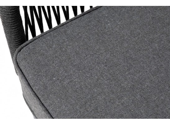 "Канны" диван модульный плетеный из роупа, каркас алюминий темно-серый (RAL7024), роуп темно-серый круглый, ткань темно-серая в Набережных Челнах