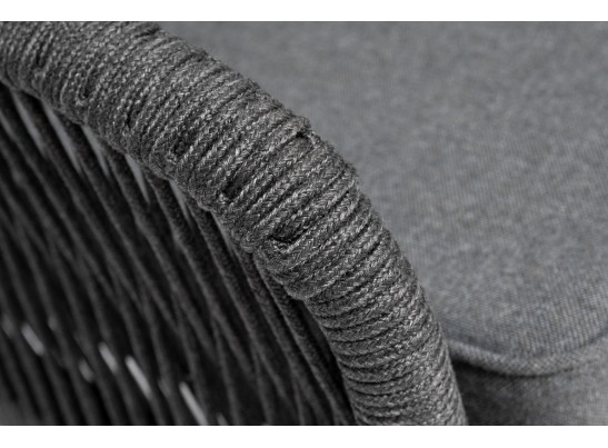 "Канны" диван модульный плетеный из роупа, каркас алюминий темно-серый (RAL7024), роуп темно-серый круглый, ткань темно-серая в Набережных Челнах