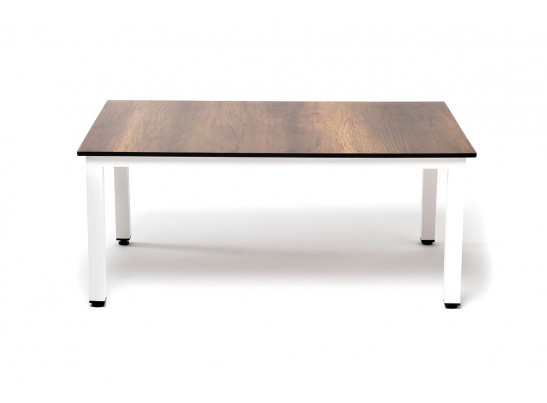 "Канны" журнальный столик из HPL 90х60, H40, каркас белый, цвет столешницы "дуб" в Набережных Челнах