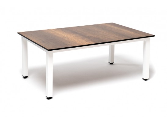 "Канны" журнальный столик из HPL 90х60, H40, каркас белый, цвет столешницы "дуб" в Набережных Челнах