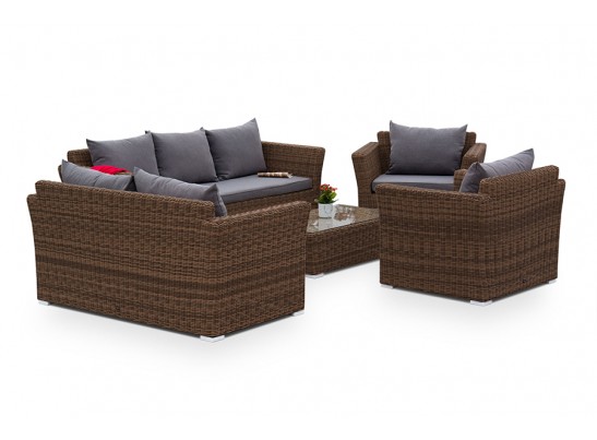 "Капучино Дабл" лаунж-зона из искусственного ротанга, цвет коричневый в Набережных Челнах