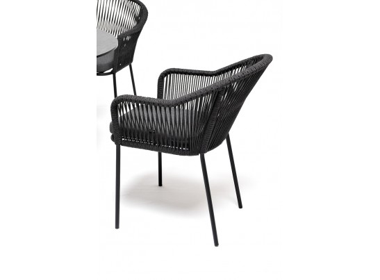 "Лион" обеденная группа на 4 персоны со стульями "Лион" темно-серый, круглый стол "серый гранит" в Набережных Челнах