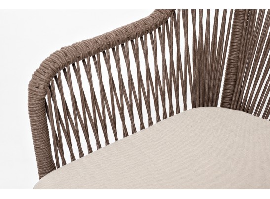 "Лион" стул плетеный из роупа, каркас из стали коричневый, роуп коричневый, ткань бежевая в Набережных Челнах