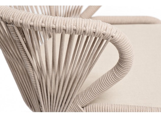 "Малага" обеденная группа на 4 персоны со стульями "Милан", каркас белый, роуп бежевый в Набережных Челнах