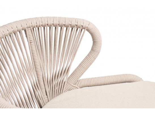 "Малага" обеденная группа на 4 персоны со стульями "Милан", каркас белый, роуп бежевый в Набережных Челнах