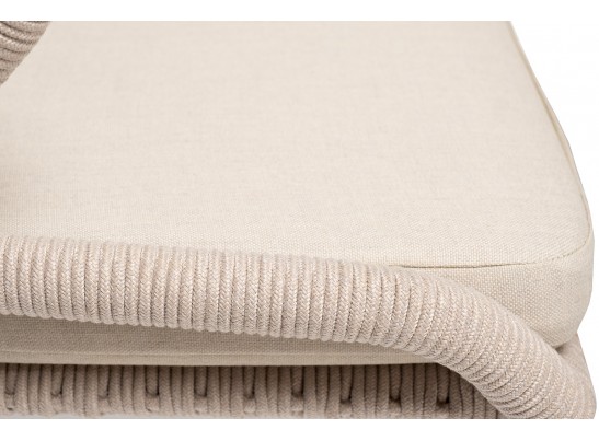 "Малага" обеденная группа на 4 персоны со стульями "Милан", каркас белый, роуп бежевый в Набережных Челнах