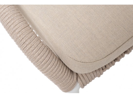 "Малага" обеденная группа на 4 персоны со стульями "Милан", каркас белый, роуп бежевый в Набережных Челнах