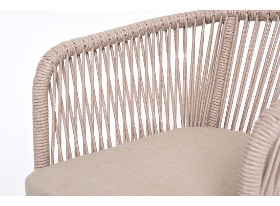 "Марсель" барный стул из роупа, каркас из стали белый, роуп бежевый, ткань бежевая в Набережных Челнах