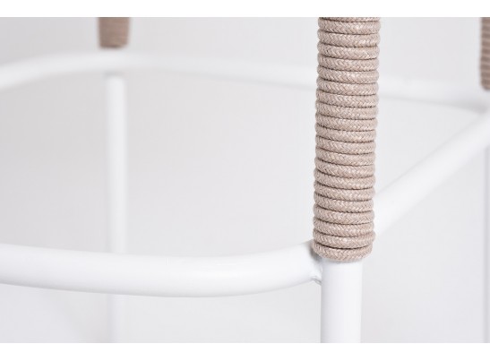 "Марсель" барный стул из роупа, каркас из стали белый, роуп бежевый, ткань бежевая в Набережных Челнах