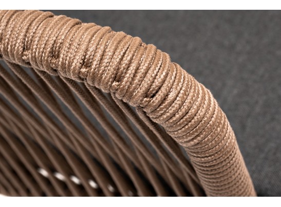 "Марсель" стул плетеный из роупа, каркас алюминий темно-серый, роуп коричневый, ткань серая в Набережных Челнах