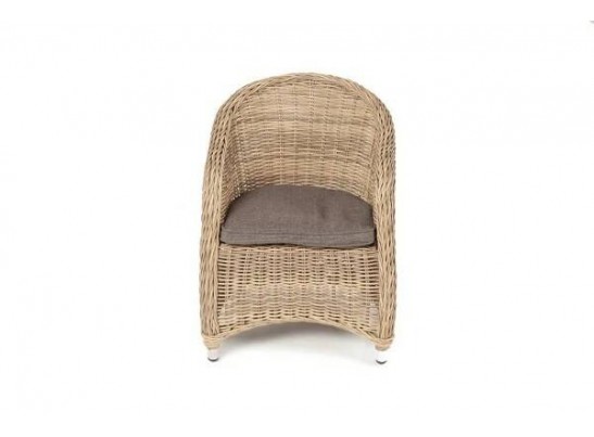 "Равенна" плетеное кресло из искусственного ротанга, цвет соломенный с серой подушкой в Набережных Челнах