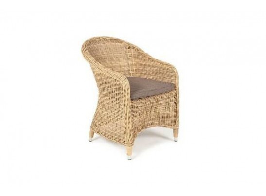 "Равенна" плетеное кресло из искусственного ротанга, цвет соломенный с серой подушкой в Набережных Челнах