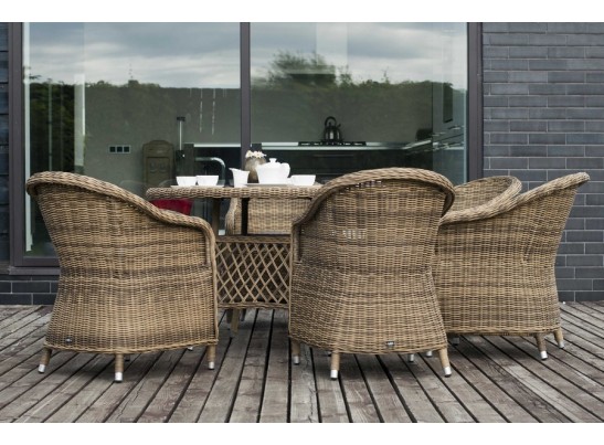 "Равенна" плетеное кресло из искусственного ротанга, цвет соломенный с серой подушкой в Набережных Челнах