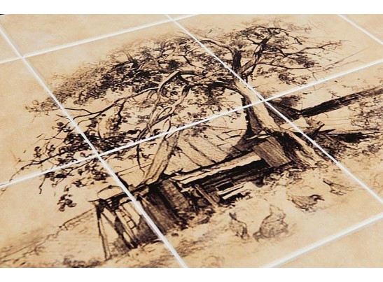 Стол с плиткой CT 3045P (дерево гевея/Античный белый) в Набережных Челнах