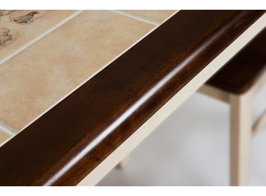 Стол с плиткой CT 3045P (дерево гевея/Античный белый) в Набережных Челнах