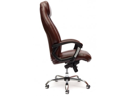 Кресло BOSS люкс хром (кожзам/коричневый/перфорированный) в Набережных Челнах