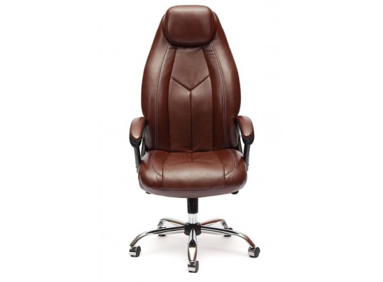 Кресло BOSS люкс хром (кожзам/коричневый/перфорированный) в Набережных Челнах