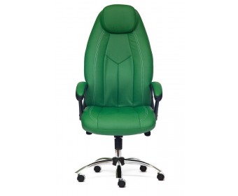 Кресло BOSS люкс хром (кожзам/зеленый/перфорированный)