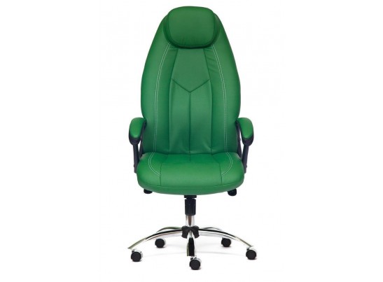 Кресло BOSS люкс хром (кожзам/зеленый/перфорированный) в Набережных Челнах