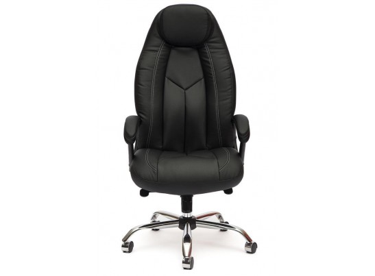 Кресло BOSS люкс хром (кожзам/черный/перфорированный) в Набережных Челнах