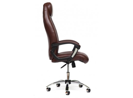 Кресло BOSS хром (кожзам/коричневый) в Набережных Челнах