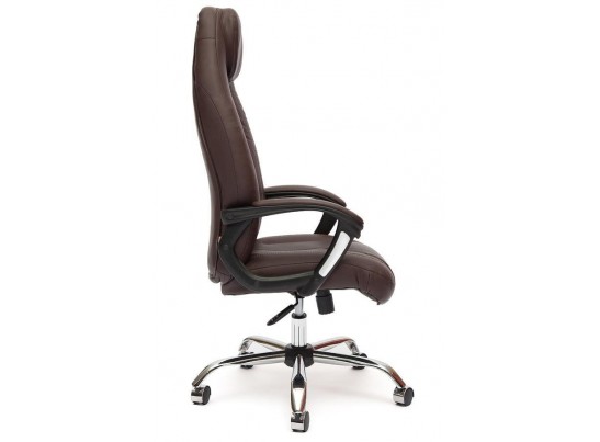 Кресло BOSS хром (кожзам/коричневый/перфорированный) в Набережных Челнах