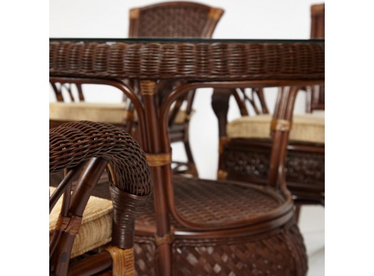 Комплект обеденный "ANDREA GRAND" (стол со стеклом+6 кресел+ подушки)