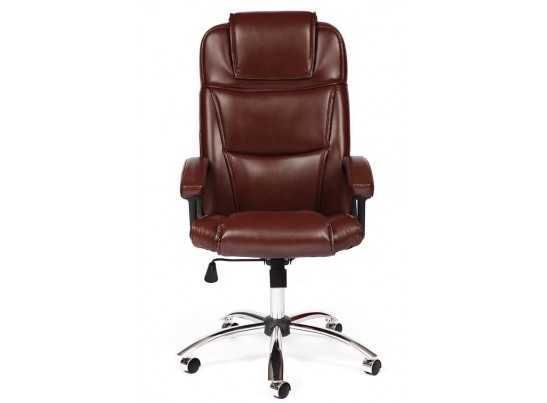 Кресло BERGAMO хром (кожзам/коричневый/светлый) в Набережных Челнах