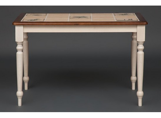 Стол с плиткой CT 3045P (дерево гевея/Античный белый/Малайзия) в Набережных Челнах