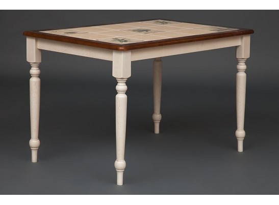 Стол с плиткой CT 3045P (дерево гевея/Античный белый/Малайзия) в Набережных Челнах