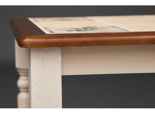 Стол с плиткой CT 3045P (дерево гевея/Античный белый/Малайзия) в Набережных Челнах