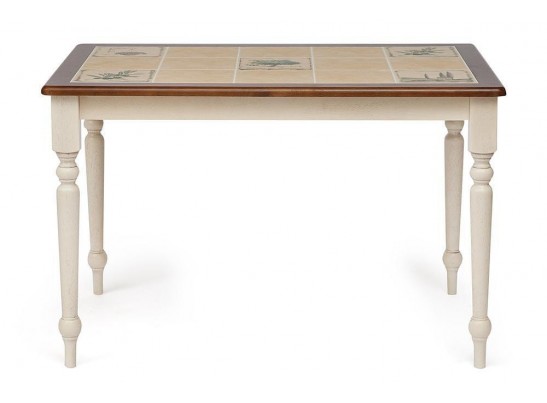 Стол с плиткой CT 3045P (дерево гевея/Античный белый/Малайзия) в Набережных Челнах