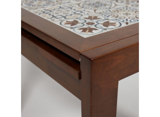 Cтол раскладной с плиткой CT 3030 Kasablanca (дерево гевея/Тёмный Дуб)