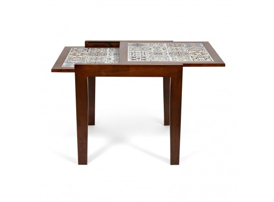 Cтол раскладной с плиткой CT 3030 Kasablanca (дерево гевея/Тёмный Дуб)