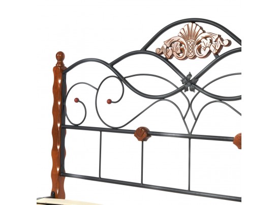 Кровать двуспальная CANZONA 140 красный дуб/черный Wood slat base