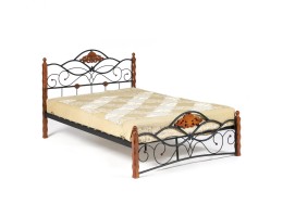 Кровать односпальная CANZONA 120*200 красный дуб/черный Wood slat base 120*200