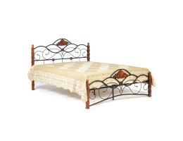 Кровать двуспальная CANZONA 160 красный дуб/черный Wood slat base