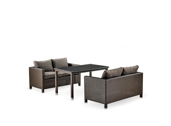 Обеденный комплект плетеной мебели с диванами T256A/S59A-W53 Brown в Набережных Челнах