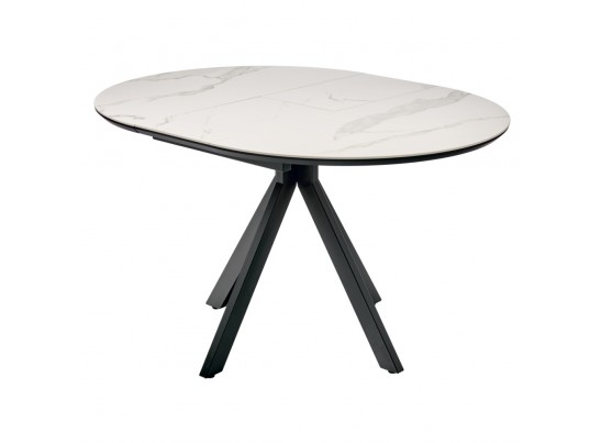 Стол Rudolf круглый раскладной 100-130x100x75см, светлый керамогранит, черный в Набережных Челнах