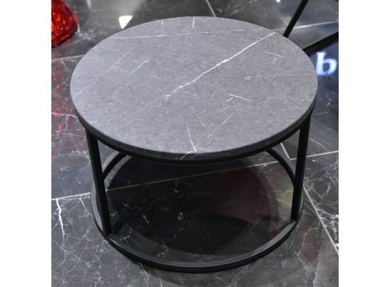 Набор кофейных столиков Tango серый мрамор с чёрными ножками, 2шт в Набережных Челнах