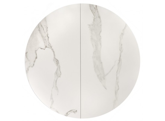 Стол Rudolf круглый раскладной 100-130x100x75см, светлый керамогранит, черный в Набережных Челнах