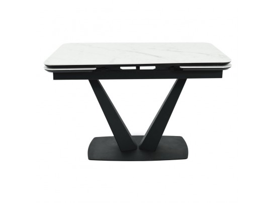 Стол Vito раскладной 120-184x80x75см, керамогранит белый мрамор, чёрный в Набережных Челнах