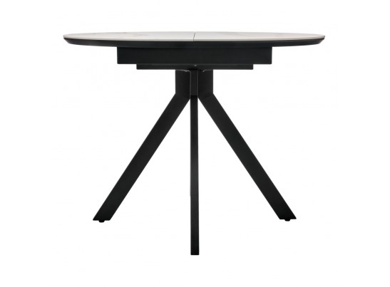 Стол Rudolf круглый раскладной 100-130x100x75см, светлый керамогранит, черный в Набережных Челнах