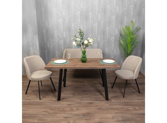 Стол Dublin раскладной 110-140х70х77 лиственница горная с чёрными ножками в Набережных Челнах