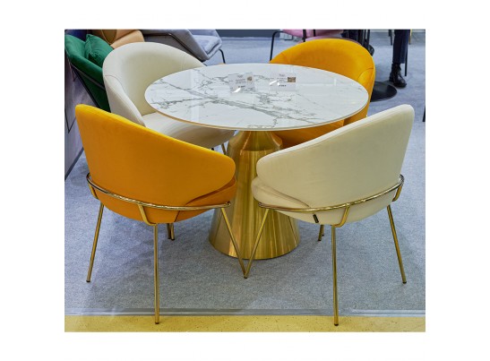 Стул-полукресло Emil горчичный с золотыми ножками в Набережных Челнах