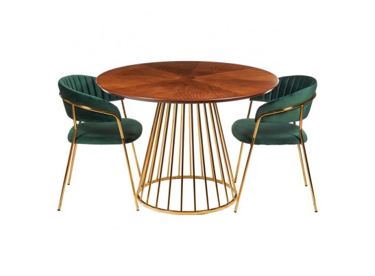 Стол Liverpool диам.110см, шпон орех "солнышко" с золотистыми ножками в Набережных Челнах