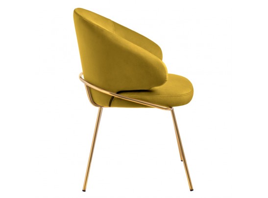 Стул-полукресло Emil горчичный с золотыми ножками в Набережных Челнах