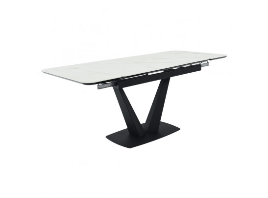 Стол Vito раскладной 120-184x80x75см, керамогранит белый мрамор, чёрный в Набережных Челнах