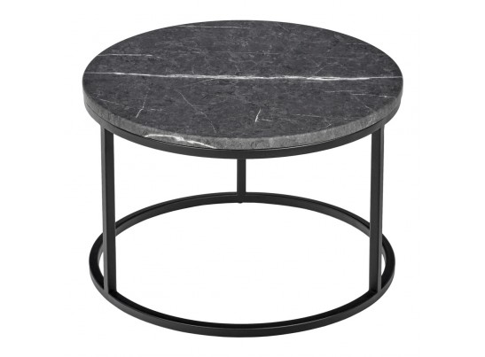 Набор кофейных столиков Tango серый мрамор с чёрными ножками, 2шт в Набережных Челнах